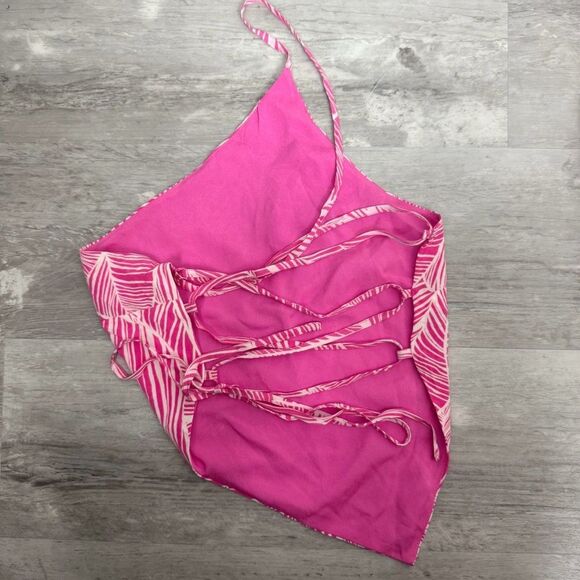 LOVERS + FRIENDS | REVOLVE Pink White Asymmetrical Strappy Top Women’s Size S - Picture 5 of 7
